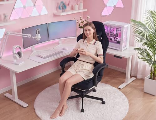 Mistpeople Gaming Chair, Ergonomic High Back Computer Chair with Footrest, Lumbar Support & Pocket Spring Cushion, Comfortable Swivel Home Office Desk Chair for Adults