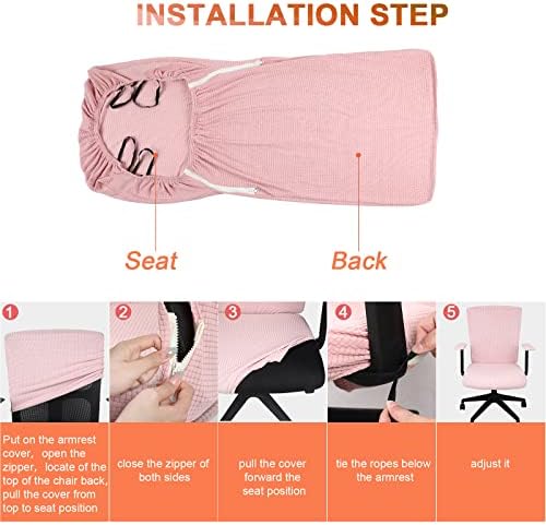 Tatuo 3 Pcs Computer Office Chair Armrest Cover, L, Waffle, Pink