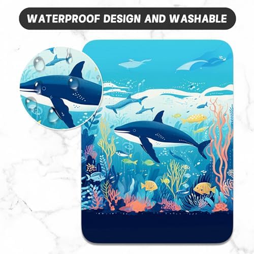 Small Mouse Pad, Mini Mouse Pad 6 x 8 Inch, Thick Rubber Waterproof Mouse Mat, Cute Mousepad for Women Men Wireless Mouse Laptops Home Office, Whales