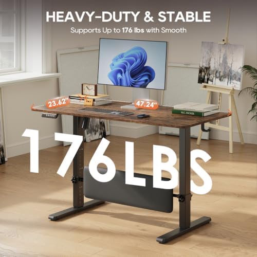MALOL 47" x 24" Height Adjustable Electric Standing Desk, Rustic Brown