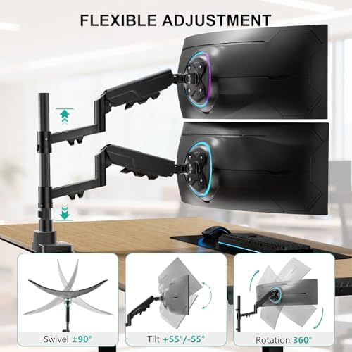 WALI Vertical Dual Monitor Mount for 17-49 inch Curved Screens, up to 33lbs