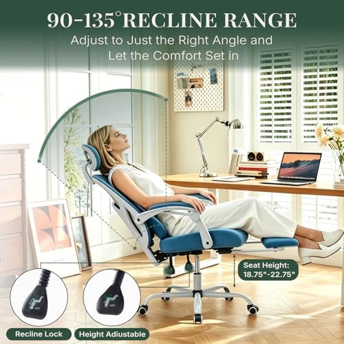 Ergonomic Office Chair with Footrest, Computer Gaming Chair