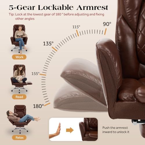 Big and Tall Executive Criss Cross Office Chair with Footrest Flip Armrest