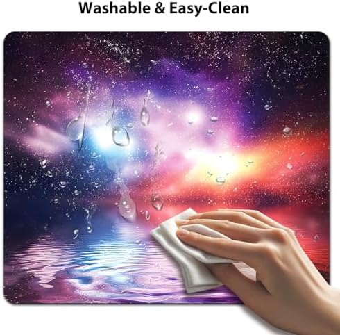 9.5x7.9 Inch Office/Gaming Mouse Pad, Vibrant Cosmic Nebula Dreamy Rainbow Galaxy Reflection on Water, Cute Anti-Slip Mat for Desk Decor