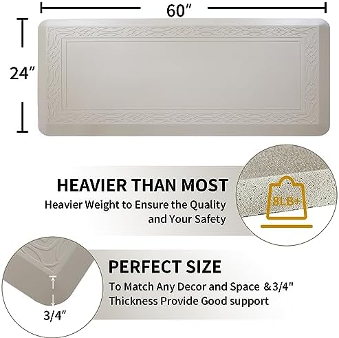 24 x 60 Inch Extra Support Anti Fatigue Comfort Kitchen Mat, Waterproof Long Kitchen Runner, Non-Slip Standing Desk Mat, Commercial Pads for Offices, Home, Garages (Bordeaux Cabblestone, 24'' x 60'')