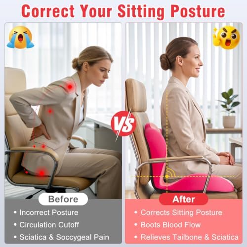 Car Seat Cushion Office Chair Cushion with Lumbar Support Pillow
