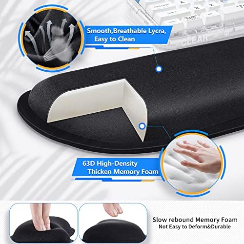 Gimars 3Pcs Memory Foam Keyboard Wrist Rest, Mouse Pad Wrist Support for Easy Typing Pain Relief, Ergonomic, Comfortable Keyboard Mouse Pad Set for Computer, Laptop, Home & Office
