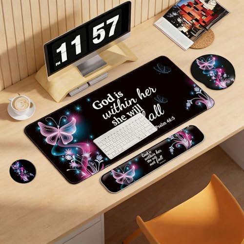 Desk Mat Set Keyboard and Mouse Pad with Wrist Rest Support