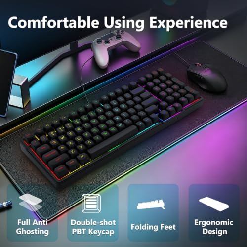 HUO JI Z-99 Wired Mechanical Keyboard, Creamy Sound, RGB Backlit, Black