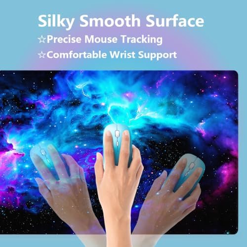 Cosmic Nebula Blue Purple Large Mouse Pad, Universe Space Galaxy Desk Mat