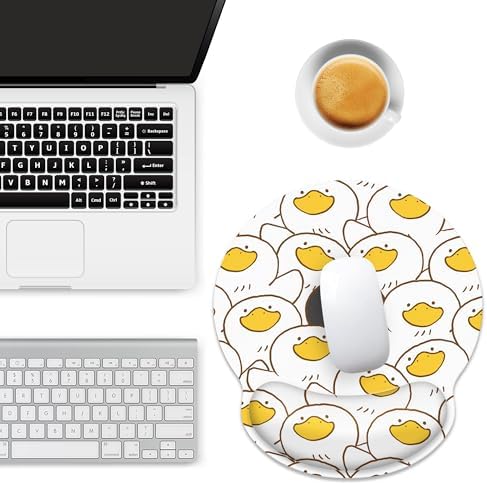 Black White Duck Ergonomic Mouse Pad with Wrist Rest for Desk Work Office