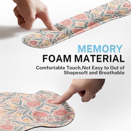 Britimes Ergonomic Mouse Pad Set with Wrist Rest, Floral Boho