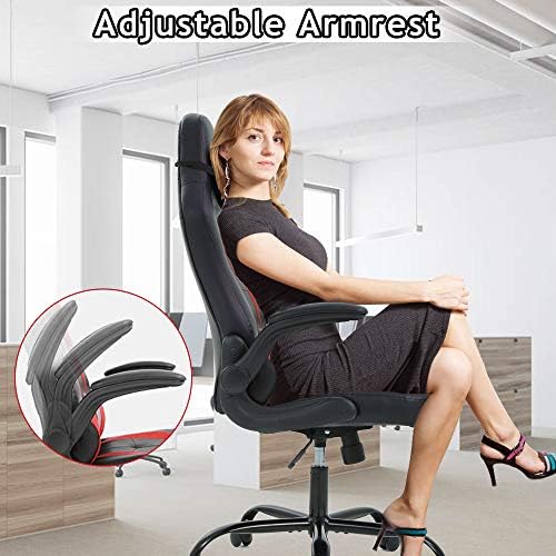 Gaming Chair - Ergonomic High Back Office Computer Desk Chair with Lumbar Support, Flip-Up Arms & Headrest | PU Leather Swivel Task Chair for Adults & Teens | Adjustable Racing Style Executive Chair