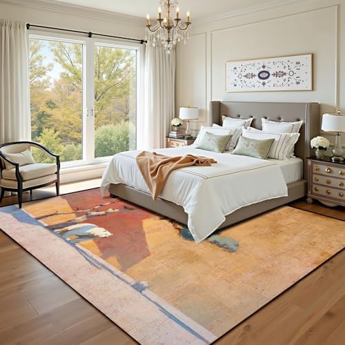 Serene Bear Wind Blown Pines Abstract Landscape Area Rug Outdoor Patio Rug Play Mat Modern Floor Carpet Non-Slip Home Decor Living Room Kids Bedroom Nursery, 9x12 ft