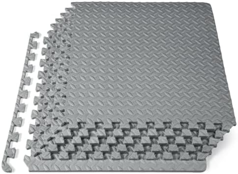 ProsourceFit Exercise Puzzle Mat ½-inch, EVA Interlocking Foam Floor Tiles for Home Gym, Workout Equipment, Kids Play Areas, Grey, 24 SQ FT - 6 Tiles