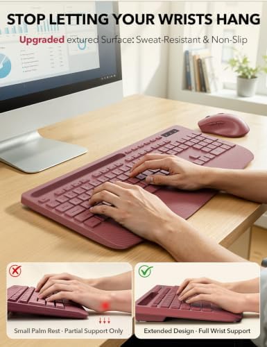 Wireless Keyboard and Mouse Combo - Full-Sized Ergonomic Keyboard