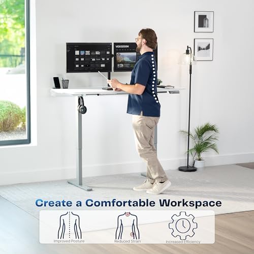 VIVO White 60 x 30 in Standing Desk, DESK-KIT-1G6-P3W