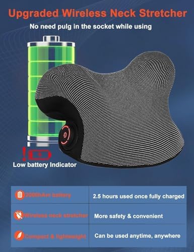 Upalled Wireless Heated Neck Stretcher for Pain Relief, Portable Cordless Neck Shoulder Cervical Traction Device with Graphene Heating Pad No Smell Magnetic Therapy Case Relaxer for Spine Alignme