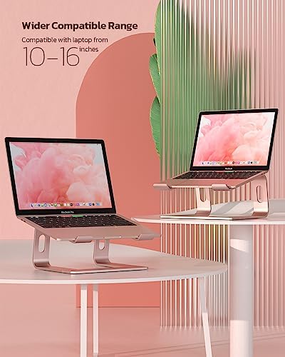 Nulaxy Full Aluminum Laptop Stand, Stable Support to 22 lbs, Rose Gold