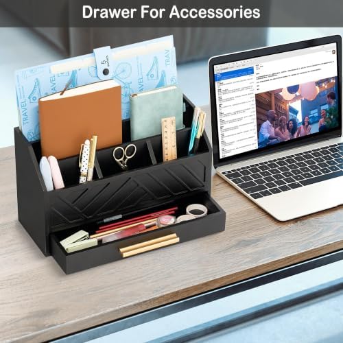 Desk Organizer with Drawer, Countertop Bill Mail Organizer and File Storage