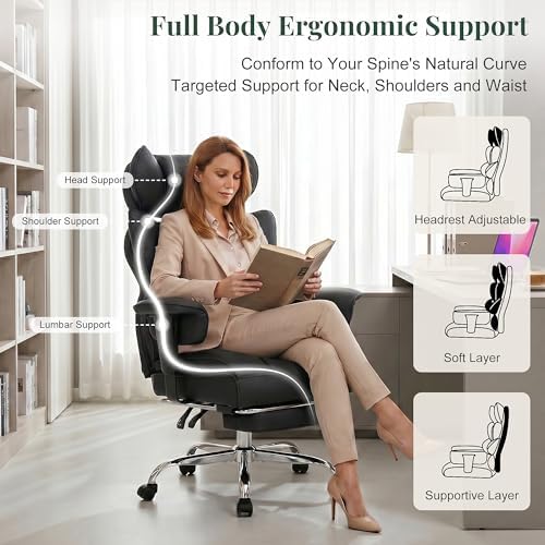 Big and Tall Office Chair 400 LBS, for Adults, Home Office