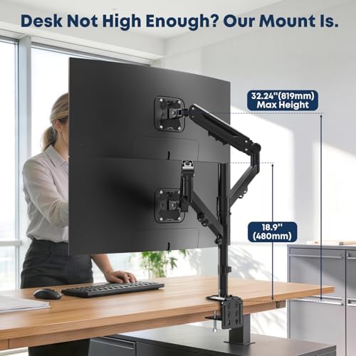 Dual Monitor Mount for 17-40'', Holds up to 26.4 lbs/arm