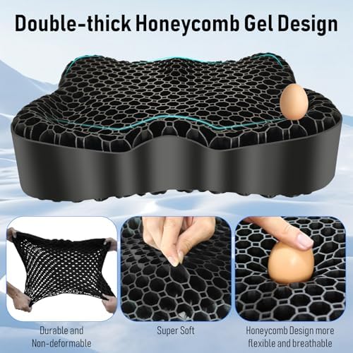 NEW-Vi Gel Seat Cushion, Thickened Big Breathable Honeycomb Design Absorbs Pressure Points Gel Cushion with Anti-Slip Cover Seat Cushion for Office Chair Home Car Seat Cushion