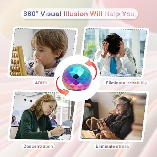 Desk Toys for Fidget Kinetic Cool-Gadgets: 180 Seconds Spinning Toy, Cool-Stuff Thing for Adult Teen Children Kid, Optical-Illusion Stress-Relief Gifts Ball for Man Women Home Office School Christmas