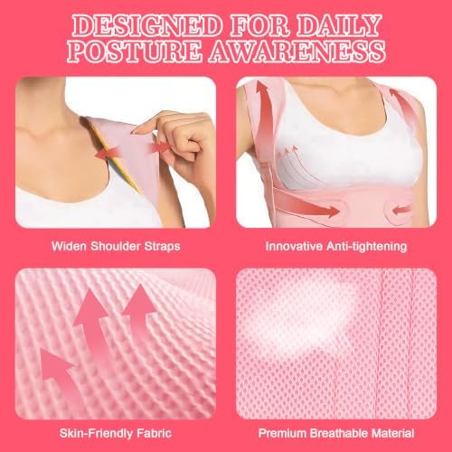Posture Corrector for Women, Improving Hunchback Posture(Pink, Medium）