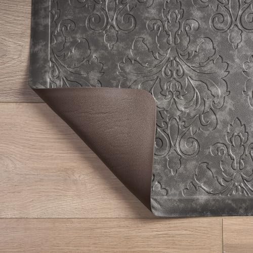 Chef Gear - Anti-Fatigue Wellness Kitchen Mat - Marni Design - Cushioned Comfort Chef Mat - Faux Leather - Cooking & Standing Relief -Skid-Resistant - Measures 17.5"x32" - Dark Grey