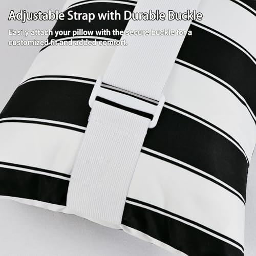 Black Striped Outdoor Lounge Chair Headrest Pillow 11"x16", 2 Pack
