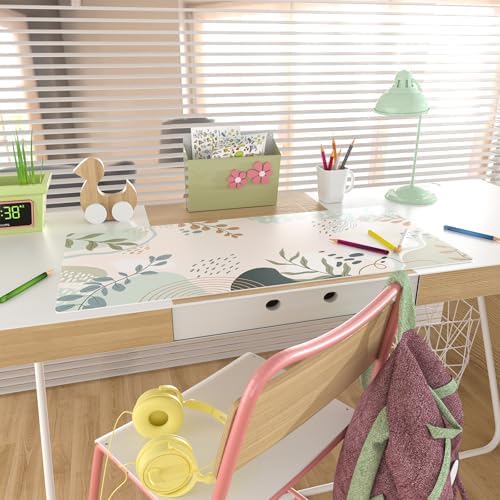 Faux Leather Large Mouse Pad, Office Desk Mat, 31.5"x15.7", Green Pink