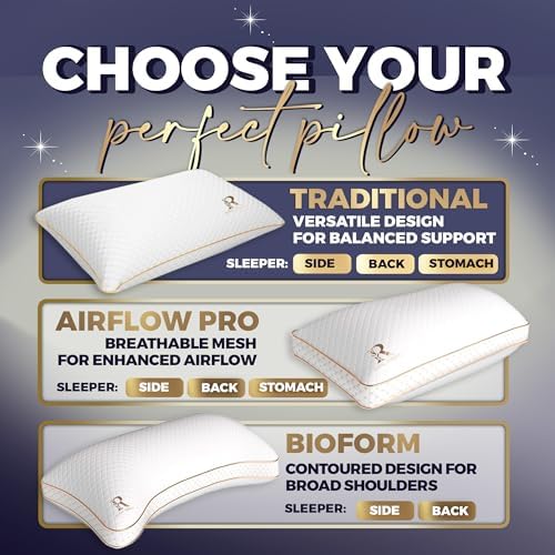 Royal Therapy King Size Set of 2- Shredded Memory Foam Pillow–Adjustable Memory Foam for Sleeping, Firm Pillow for Neck & Shoulder Support, Breathable Bed for Back Stomach Side