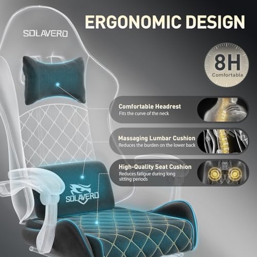 HLDIRECT Massage Recliner Gaming Chair with Footrest for Adults, Black