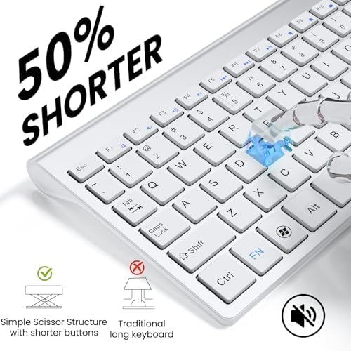 2.4GHz Wireless Vertical Ergonomic Mouse and Keyboard Combo Ultra-Thin Portable Size for PC Desktop Computer Laptop Mac Tablet (A) (Right) (White)