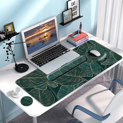 Desk Mat Set Keyboard and Mouse Pad with Wrist Rest Support