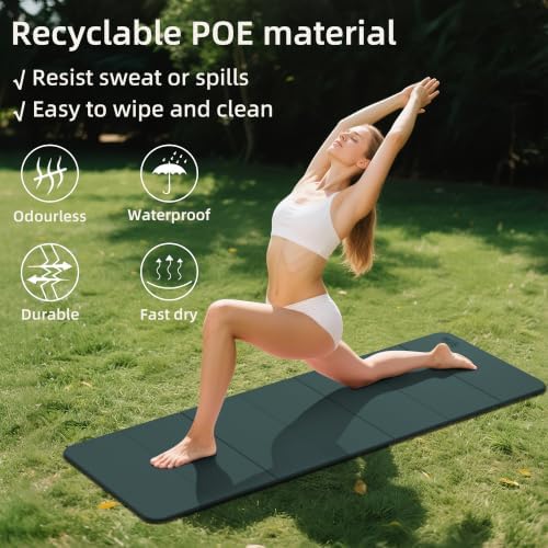 WEILA 1/2 Inch 70"x24" Foldable TPE Yoga Mat, Thick Non Slip Pilates Mat