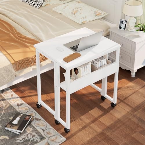 GreenForest Folding Desk with Wheels, 31.5" Rolling Table for Small Spaces