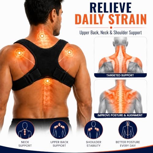 Posture Corrector for Men & Women - Adjustable Figure-8 Back Brace with Copper-Infused Fibers - Lightweight & Breathable Upper Back, Shoulder, Neck & Clavicle Alignment Support