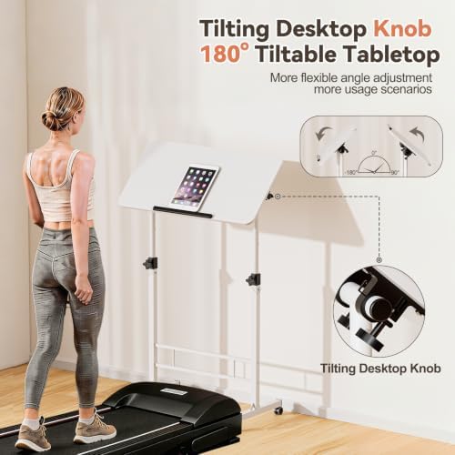 32 Inch Adjustable Rolling Standing Desk with Lockable Wheel