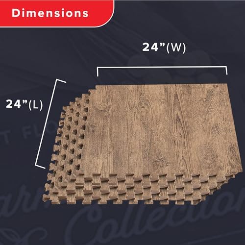 Forest Floor Farmhouse 3/8 Inch Thick Printed Foam Tiles, Premium Wood Grain Interlocking Foam Floor Mats, Anti-Fatigue Flooring – Stylish Flooring Solution