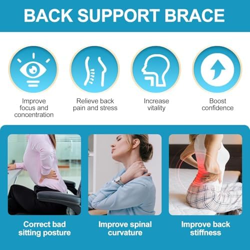 Posture Corrector for Men and Women, Adjustable Back Brace, Comfortable & Breathable Clavicle Straightener, Providing Pain Relief from Bad Posture, Waist, Neck, Back Pain (Medium)