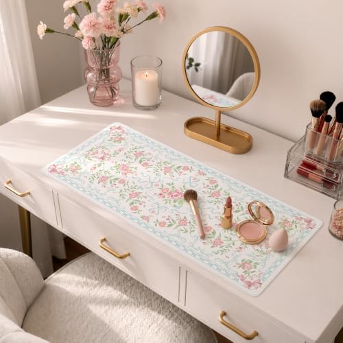HAOCOO Blue Aesthetic Keyboard Mat, 31.5" x 11.8" Desk Cover for Study Use