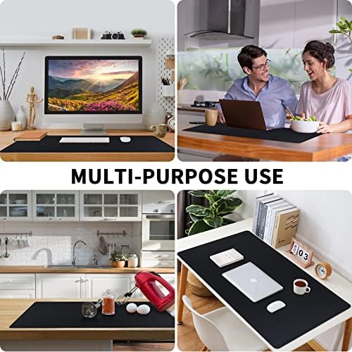 Bloss Leather Desk Pad, Non-Slip Desk Mat, Waterproof Large Mouse Pad, Mouse Mat, Computer Mat for Desk Easy Clean for Office/Home(Black, 35.4" x 15.7")