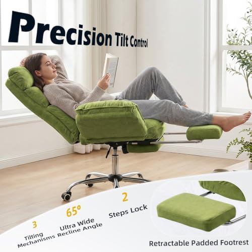 Big and Tall Office Chair with 90-180° Flip Armrests, 400lbs Ergonomic Computer Gaming Chair for Cross Legged Sitting, 155° Recline & Foot Rest - Wide Desk Task Chair for Home Office, Vanity, Study