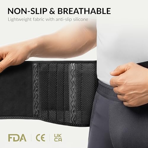 BraceUP Back Support Belt for Men and Women - Breathable Waist Lumbar Lower Back Brace for Sciatica, Herniated Disc, Back Pain Relief, with Dual Adjustable Straps (S/M 28-35 In)