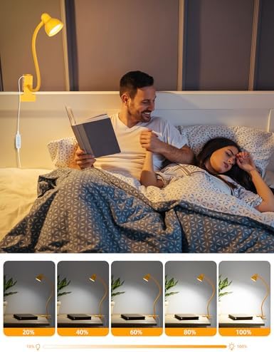 LiFMIRA Desk Lamp Clip on Lamp for Bed, LED Reading Light for Bed Yellow