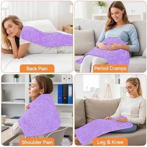 Heating Pad for Back Pain, 17"x33" Electric Heat Pad with 9 Heat Levels & 4 Auto-Off Timers, Portable Heating Pad for Period Cramps, Shoulder, Neck, Machine Washable, Gifts for Women Men, Purple