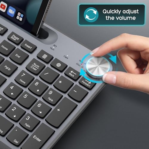 GAMCATZ Ergonomic Wireless Keyboard and Mouse with Wrist Rest，Phone Holder - 2.4GHz Full-Sized Low-Profile Quiet Wireless Mouse and Keyboard Combo for Computer, Laptop, PC, Mac-Black