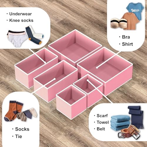 Simple Houseware Foldable Drawer Organizer Stocking Bin, Set of 12, Pink